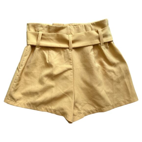 Forever 21 Yellow Belted Shorts, XS - Picture 2 of 5
